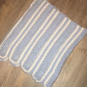 Hand crocheted baby boy blanket